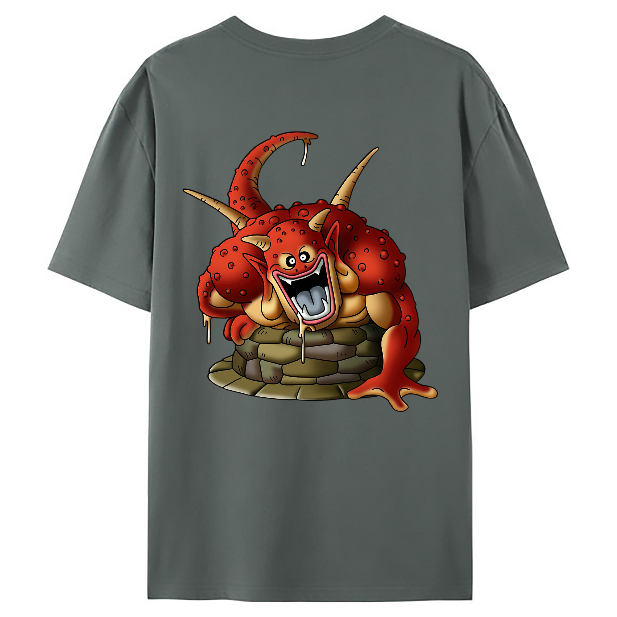 （画像用） ドラゴンクエスト Doragon Kuesuto Dragon Quest 綿100％ メンズ半袖Tシャツ（バックプリント） 通気性
